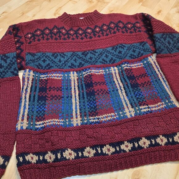 SKYR Womens 100% Wool Nordic Fair Isle Pullover Mock Neck Sweater Size Med - Picture 2 of 7